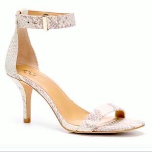 Ann Taylor Geri Snake Skin Ankle Strap Sandals Neutral Beige Size 8.5